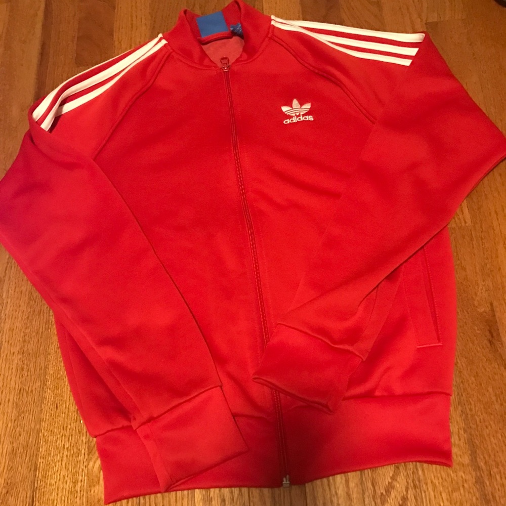 A red adidas jacket